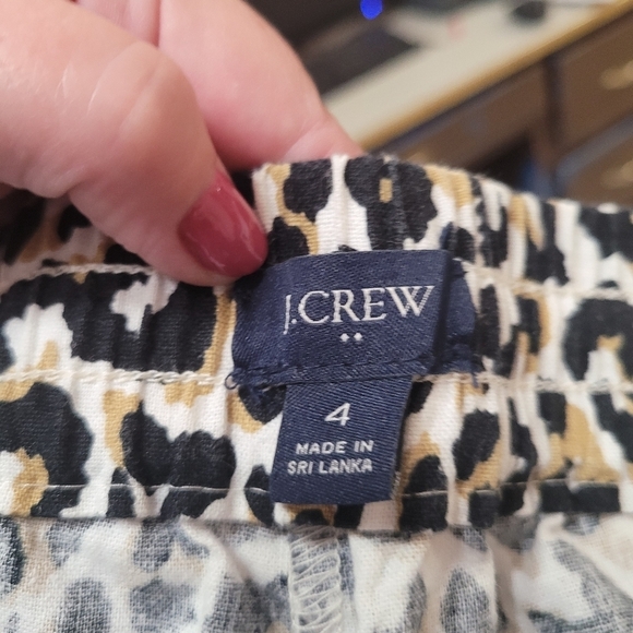 J.Crew Leopard Print Linen Cotton Drawstring Pants With Pockets Size 4 NWOT - Picture 5 of 6
